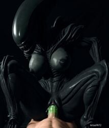 ai_generated alien alien_(franchise) alien_humanoid artas9972 breasts cum cum_in_pussy cum_inside green_cum green_penis monster pussy vaginal_penetration vaginal_sex xenomorph