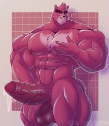 anthro balls bara barazoku bear big_balls big_muscles big_penis boner erection furry inayurinko kumatetsu male male_only muscles muscular nude penis solo solo_male the_boy_and_the_beast ursid