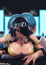 1girls aestheticc-meme ass big_ass big_breasts black_hair brazil brazilian_sadako computer computer_monitor dat_ass glasses_on_head huge_ass huge_breasts looking_at_viewer sweat sweaty_breasts tagme the_ring yamamura_sadako