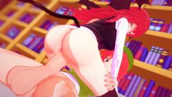 1futa 1girls 3d animated bat_wings black_legwear eyes_rolling_back female_on_top futa_on_female futanari hong_meiling huge_breasts huge_cock koakuma library loop mightyniku partially_clothed red_hair riding riding_penis sex tagme tail touhou video