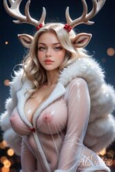 1girls absurd_res ai_generated alsvetix big_breasts breasts deer_ears deer_horns hi_res highres long_hair looking_at_viewer nipples nipples_visible_through_clothing no_bra solo watermark