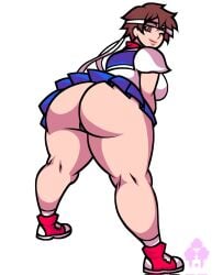 1girls ass ass_focus bottomless bottomless_skirt breasts brown_hair capcom looking_at_viewer looking_back looking_back_at_viewer sakura_kasugano school_uniform schoolgirl skirt street_fighter tagme tagme_(artist) thick thick_ass thick_thighs thighs tripleclouder upskirt wink