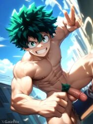 1boy ai_generated boku_no_hero_academia erect_penis gaizellic highres izuku_midoriya male male_focus male_only midoriya_izuku my_hero_academia nude_male penis solo solo_male yaoi