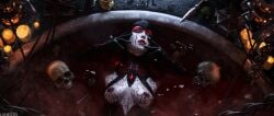 3d blood blood_on_breasts blood_on_face countess_(paragon) lunex3d paragon pool skull vampire