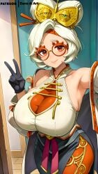 1girls ai_generated big_breasts dans_ai female hair_ornament headband huge_breasts large_breasts purah purah_(tears_of_the_kingdom) selfie the_legend_of_zelda voluptuous_female