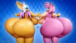 16:9 3d 3d_model amy_rose animated anthro ass bad_anatomy bat big_breasts big_butt bodily_fluids breasts eulipotyphlan female group hedgehog huge_butt male male/female mammal mobian mobian_(species) mobian_bat nipples nude rouge_the_bat sega short_playtime sonic_(series) sonic_adventure_2 sonic_the_hedgehog sonic_the_hedgehog_(series) sound sweat tagme trio twerking video vulkyasha widescreen wings