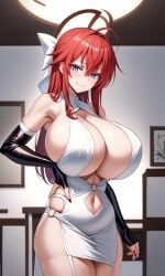 ai_generated blue_eyes bodycon breasts dress gloves hi_res high_school_dxd hooker large_breasts looking_at_viewer outcyli731 prostitution red_hair rias_gremory shiny_clothes sideboob skin_tight skin_tight_dress skin_tight_outfit skindentation slut slutty_outfit stable_diffusion tight_clothes tight_clothing tight_dress tight_fit whore