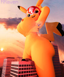 2019 2girls 3d anthro anthrofied armpits breasts buckteeth building canine city cleft_tail cloud cosplay_pikachu crowd eevee female female_only furry giant giantess group growth half-closed_eyes hi_res huge_breasts larger_female macro mask micro nintendo nipples nsfwo nsfwo262 nude open_mouth pikachu pikachu_libre pokémon_(species) pokemon pokemon_(species) pokemon_oras pokemon_rgby pussy rareraven rodent size_difference sky smaller_female smile sun surprise tail teeth text thick_thighs video_games watermark wide_hips wo262