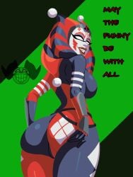 ahsoka_tano ass_focus clown clownification corruption harley_quinn harley_quinn_(cosplay) latex smiling star_wars star_wars:_the_clone_wars ultra4rtz