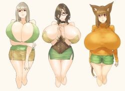 3girls kisame_(muneneko) massive_breasts muneneko suika_(muneneko)