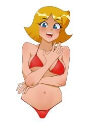 1girls anoneysnufftan bikini blonde_hair blue_eyes bust_portrait clover_(totally_spies) female female_only short_hair solo swimsuit totally_spies upper_body waist_up