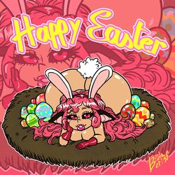 bendacriss black_sclera bunny_ears easter easter_bunny easter_egg huge_ass long_hair red_hair shortstack willemine