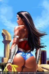 1girls amazon ass bare_shoulders big_ass big_breasts black_hair breasts busty clothed curvy dark-skinned_female dc dc_comics diana_prince female female_only from_behind killbiro lasso lasso_of_truth long_hair muscles muscular patreon realistic tan text themyscira themysciran thick_thighs thong tiara twitter_username url voluptuous watermark wide_hips wonder_woman wonder_woman_(series)