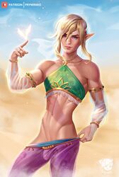 1boy androgynous blonde_hair blue_eyes breath_of_the_wild bridal_gauntlets canon_crossdressing clothed clothing crossdressing cute_male fairy femboy foreskin gerudo_link gerudo_sirwal gerudo_top gerudo_veil girly glans hair hi_res hourglass_figure humanoid humanoid_penis humanoid_pointy_ears hylian link link_(breath_of_the_wild) looking_at_viewer male male_only nintendo penis pointy_ears prywinko solo the_legend_of_zelda trap uncut video_games yaoi