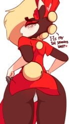 1girls animated anthro ass ass_shake blush dancing diives english_text female female_only furry furry_only horse_girl looking_at_viewer looking_back panties skinny solo tang_(diives) text xingzuo_temple