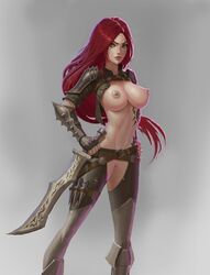 1girls areolae breasts female female_only katarina_du_couteau league_of_legends nipples phagus pussy red_hair solo