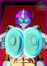 1boy 3d 3d_animation animated anon blue_eyes boobjob female geargrinder44 glowing_eyes highres huge_breasts male paizuri paizuri_lead_by_female pov robot robot_girl screen_face sound squeezing_breast tagme titjob victoria_(geargrinder44) video