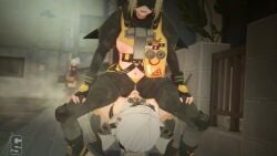 1futa 2girls 3d 3d_animation 3d_model anby_demara arms_behind_head balls big_breasts big_thighs blonde_female blonde_hair blush bouncing_breasts breasts breasts_out camo_print chopsticker cowgirl_position crab_walk_position cum cum_in_pussy cum_inside cumming_while_penetrating ejaculation epilepsy_warning exposed_breasts exposed_shoulders exposed_thighs fingerless_gloves futa_on_female futa_penetrating futanari gloves goggles hair_ornament half_naked hands_behind_head hands_free_ejaculation hands_on_floor hands_on_own_thighs head_tilted_back high_heels hoyoverse intersex intersex/female intersex_penetrating leather leather_straps light-skinned_female light-skinned_futa light-skinned_futanari light_skin long_hair midriff moaning mostly_nude nipples open_mouth penetration penis plap_(sound) ponytail public public_sex short_hair shorter_than_30_seconds side_ponytail soldier soldier_0_anby_(zenless_zone_zero) soldier_11_(zenless_zone_zero) sound sound_effects sound_warning speeding_up squirting steam steamy_sex tagme trigger_(zenless_zone_zero) vagina vaginal_penetration vaginal_sex vanishing_clothes video visor watching watching_from_afar watching_sex white_hair zenless_zone_zero