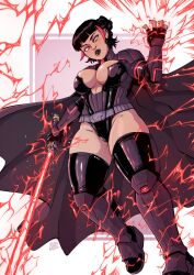 asian_female cleavage corrupted corruption goth goth_girl lightning lightsaber rose_tico seepingooze sith star_wars thighhighs