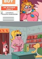 2024 absurd_res accessory anthro armwear birdo_(character) biting_lower_lip blonde_hair bodily_fluids buying clothed clothing coat cock_ring computer credit_card crown digital_drawing_(artwork) digital_media_(artwork) dildo dress eggplant_emoji elbow_gloves electronics emoji eyewear female genitals glassfish gloves group hair handwear headgear hi_res human humanoid_genitalia humanoid_penis humor jewelry laptop light_bulb male mammal mario_bros nintendo online_shopping penis penis_accessory penis_jewelry plug_(sex_toy) princess_peach scarf sex_shop sex_toy spiked_cock_ring spikes sunglasses surprised sweat sweatdrop topwear trenchcoat xxx