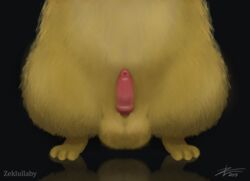 1boy 2019 animal_genitalia biped black_background close-up erection feet feral front_view fur furry hi_res male male_only mammal nintendo nude paws pikachu pokémon_(species) pokemon pokemon_rgby rodent sheath simple_background solo testicles text video_games watermark yellow_fur zekromlover