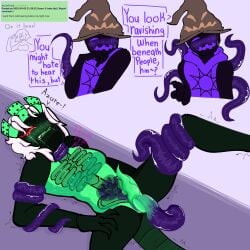 1x1x1x1 1x1x1x1_(forsaken) azure_(forsaken) black_body egg_laying forsaken forsaken_(roblox) genderfluid green_body male/ambiguous multi_genitalia oviposition pinned_to_floor tentacle tentacle_sex white_hair