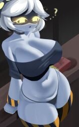 1girls 2d 2d_(artwork) 2d_artwork alaki_zezo animal_ears areolae ass barely_clothed big_ass big_breasts big_thighs black_thong blush blushing_female breasts clothed clothed_female clothing cute disassembly_drone drone female female_nipples female_only female_solo gigantic_ass gigantic_thighs glitch_productions huge_ass huge_breasts huge_thighs looking_at_viewer murder_drones panties robot robot_girl robot_humanoid shirt short_hair silver_hair solo solo_female solo_focus thick_hips thick_thighs thighs thong v_(murder_drones) white_body yellow_eyes