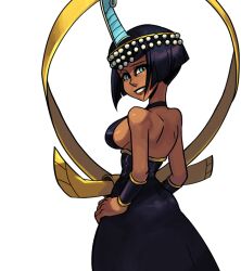 1girl 1girls big_breasts dark-skinned_female dark_skin eliza_(skullgirls) female female_only looking_back official_art skullgirls smirk video_games