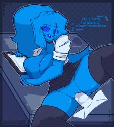 1boy 1boy1girl 1girls 4_fingers anal anal_sex anon anonymous_male artist_name background blue_eyes blue_hair blue_skin blue_tongue breasts cassie_(lemonadelust) continuation desk desk_sex disembodied_penis envylemonade female fingers hair_over_one_eye half_clothed half_dressed hand_holding_object huge_breasts huge_thighs large_breasts leggings long_hair looking_at_viewer male male/female nipples oc office office_clothing office_lady office_sex one_eye_covered open_mouth original original_character paper pencil penis pens report_card sex sharp_teeth skirt skirt_up teeth text text_bubble thick_thighs thighs unseen_male_face vagina vaginal_penetration white_penis white_skin