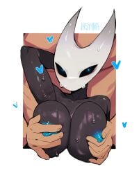 1girls 2_horns alternate_body_type alternate_breast_size arthropod artist_name big_ass big_breasts big_butt black_body black_skin breasts bubble_ass bubble_butt bug bug_girl female female_only hollow_knight hollow_knight:_silksong hornet_(hollow_knight) ikstina large_ass large_breasts large_butt silksong team_cherry