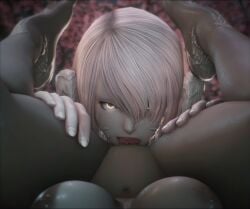 2girls 3d au_ra breasts cunnilingus eating_pussy female_pov final_fantasy final_fantasy_xiv greenbean_nsfw hands_on_thighs horns large_breasts lesbian_sex licking_pussy pov_eye_contact scales shino_senkatsu short_hair spread_legs taker_pov tongue_out yuki_yatsurugi yuri