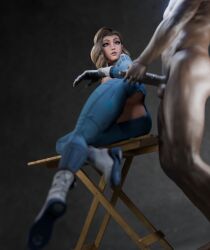 1girls ass black_body black_penis blonde_female blonde_hair breasts clothed invisible_woman legs_together marvel marvel_rivals masturbation namor_(marvel_rivals) on_side ripped_bodysuit ripped_clothing sue_storm suprised suprised_look