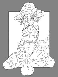 1girls cat_nose furry furry_female heart-shaped_pupils horny_female horsecock horsecock_on_humanoid in_heat intoxicated mushroom_girl mushroom_hat mushroom_humanoid original original_character piapsyker ripped_clothing sheer_clothing sketch tail