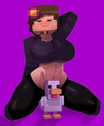 big_breasts chicken_jockey_(minecraft) jenny_belle_(slipperyt) minecraft tagme