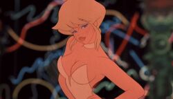 animated blonde_hair blue_eyeliner blue_eyes breasts breasts_bounce dancer dancing holli_would seductive seductive_look softcore