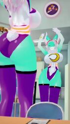 3d_(artwork) 3d_model animal_ears ass_focus bare_shoulders belt blonde_hair blue_eyes blush boku_no_hero_academia bouncing_breasts breasts bubble_butt colored_skin cosplay cowboy_shot curvy dance dancing eyelashes fake_animal_ears female female_focus female_only furrowed_brow furry furry_female gloves green_skin ippan_josei large_breasts leotard mirror multicolored_skin my_hero_academia parted_bangs purple_thighhighs rabbit_ears rabbit_tail rumi_usagiyama_(cosplay) solo solo_female solo_focus tagme thick_thighs thighhighs two-tone_skin video white_gloves