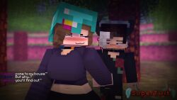 1boy 1girls fully_clothed jenny_belle_(slipperyt) minecraft tagme