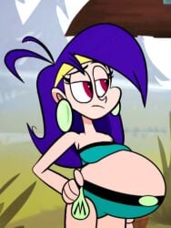 1girls bikini cartoon_network cropped cropped_image edit female female_only hand_on_hip hyper_pregnancy mighty_magiswords morphtothetop outdoors pregnant pregnant_female raised_eyebrow ready_to_pop screencap screenshot screenshot_edit tagme vambre_warrior