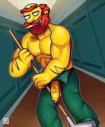 1boy abs bara beard flaccid foreskin groundskeeper_willie hairy_arms male male_only muscles muscular_male partially_retracted_foreskin pecs red_hair solo tagme tehbluebubble the_simpsons uncut unibrow veiny_penis