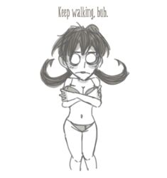 1girls black_and_white bra don't_starve don't_starve_together dont_starve dont_starve_together english_text klei_entertainment long_hair notaustinnotsfw panties solo solo_focus white_background white_eyes willow_(don't_starve)