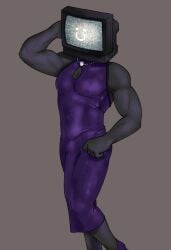 crossdressing dress feminization male muscular object_head penis_under_clothes puppyratcat skibidi_toilet solo tv_man