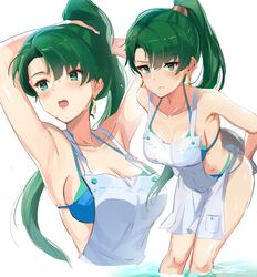 apron armpits bikini blue_bikini fire_emblem fire_emblem:_the_blazing_blade lyn_(fire_emblem) lyndis_(fire_emblem) ormille ponytail sideboob thighs