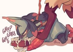 animal_genitalia animal_penis anthro backsack balls bent_over blush bodily_fluids bondage bound bowl canid canine canine_genitalia canine_penis container cum cum_in_bowl cum_in_container cum_in_mouth cum_inside digital_media_(artwork) dominant drinking drinking_cum drinking_from_bowl duo ejaculation erection eyes face_fucking feet felid feline foot_fetish foot_on_penis foot_play generation_4_pokemon generation_9_pokemon genital_fluids genitals hi_res irrumatio lucario male male/male mammal meowscarada nintendo oral penile penis penis_in_mouth pet_bowl plant pokemon pokemon_(species) restraints rowan_(honeydewt1me) sex simple_background sirius_(honeydewt1me) vines