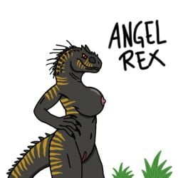 1girls angel_rex anthro dinosaur female female_only hybrid indominus_rex indominus_rex_gen_2 jurassic_park jurassic_world jurassic_world_alive naked