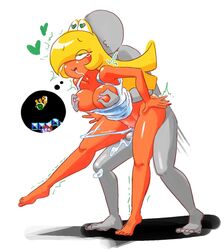 1boy 1girls ahe_gao barefoot blonde_hair bottomless breast_grab breasts cum cum_in_pussy cum_inside cum_shot cumshot dangling_legs faceless feet female from_behind from_behind_position grey_skin hair hair_over_one_eye heart-shaped_pupils koopa koopa_girl koopa_troopa locked_knees male mario mario_(series) mario_bros._(game) minus8 mostly_nude nintendo nipple_pinch nipples open_mouth penis pixel_art saliva sex shirt tank_top tears testicles thought_bubble toes tongue tongue_out trembling white_background