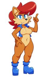 1girls acstlu blue_clothing blue_eyes breasts brown_fur featureless_breasts female female_only mammal sally_acorn sega sonic_(series) squirrel tagme tail thighs white_background