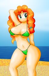 aleximusprime beach big_breasts bikini busty cleavage female freckles friendship_is_magic humanized milf my_little_pony pear_butter_(mlp) solo