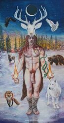 2017 big_penis cernunnos deity feral male male_only marc_debauch penis solo torc