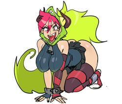 1girls all_fours alternate_breast_size ass ass_up asymmetrical_clothes bent_over big_ass big_breasts blush bracelet breast_squeeze breast_squish breasts cartoon_network demencia_(villainous) elbow_gloves female female_focus female_only footwear green_hair hood huge_ass huge_breasts leggings long_hair looking_at_viewer maniacpaint multicolored_hair open_mouth panting pink_hair red_hair skimpy_clothes solo solo_female spiked_bracelet stockings tease teasing thick_ass thick_thighs thighhighs tongue tongue_out very_long_hair villainous yellow_eyes yellow_hair zipper