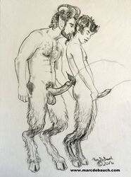 2016 age_difference bent_penis boner duo duo_focus erect_nipples erect_penis erection greek_mythology hand_on_ass hanging_balls horns_and_hooves male male_only marc_debauch monochrome mythological_creature mythology older_man_and_younger_boy partially_retracted_foreskin peeing penis satyr uncut urinating urinating_male urination urine young